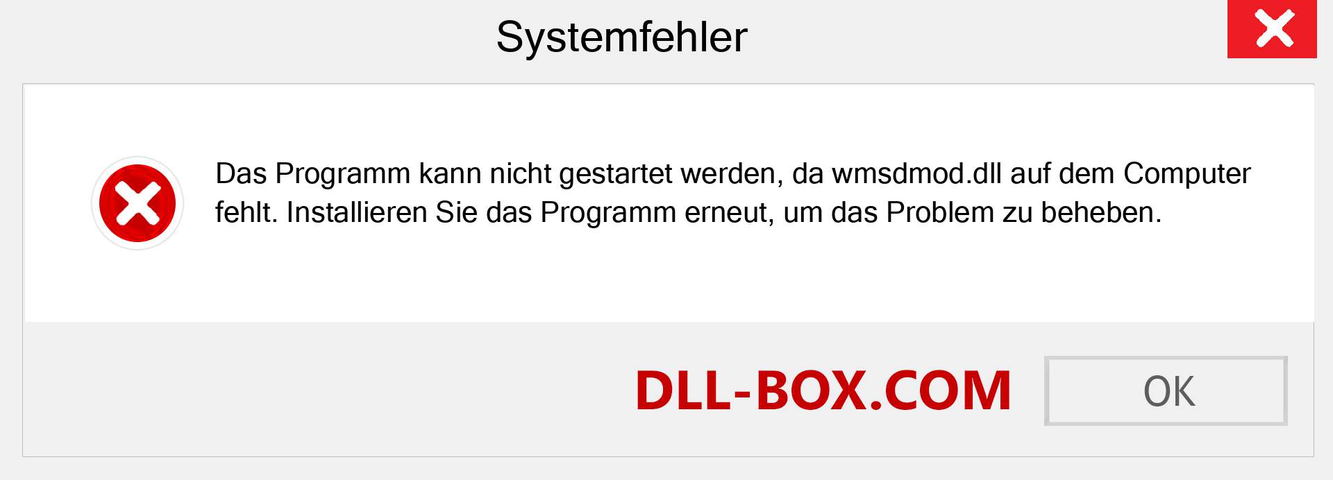 wmsdmod.dll-Datei fehlt?. Download für Windows 7, 8, 10 - Fix wmsdmod dll Missing Error unter Windows, Fotos, Bildern