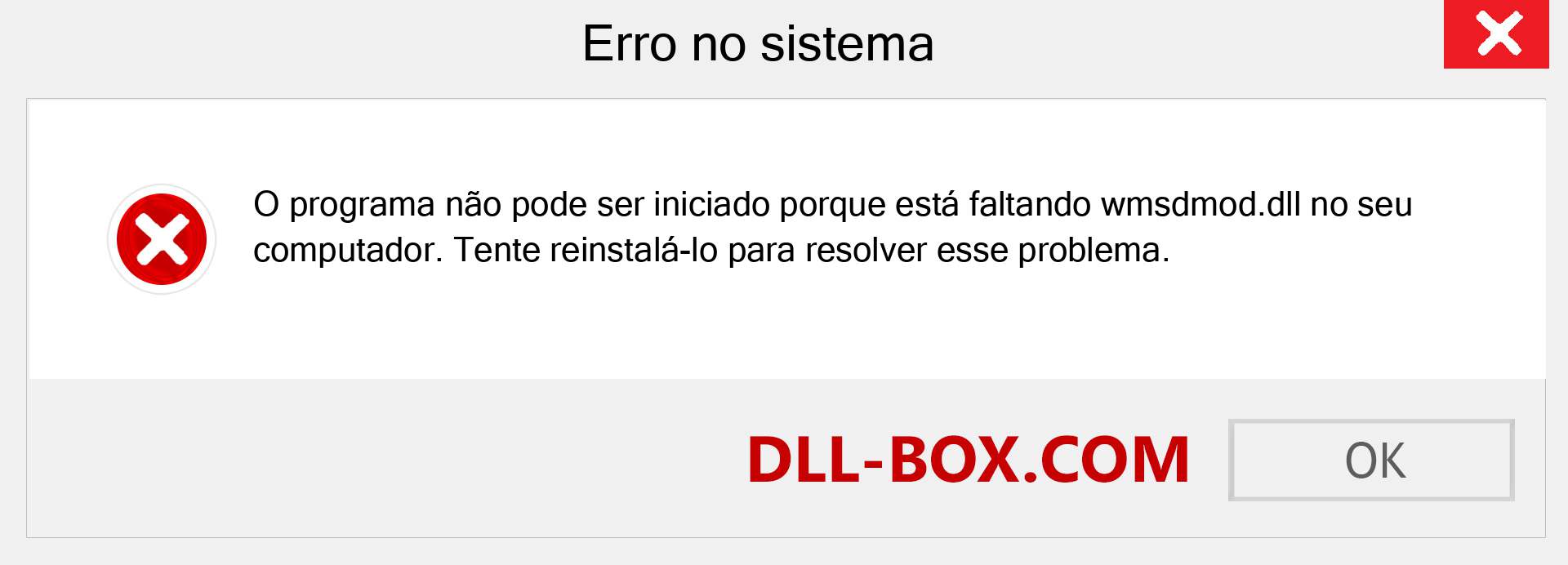 Arquivo wmsdmod.dll ausente ?. Download para Windows 7, 8, 10 - Correção de erro ausente wmsdmod dll no Windows, fotos, imagens